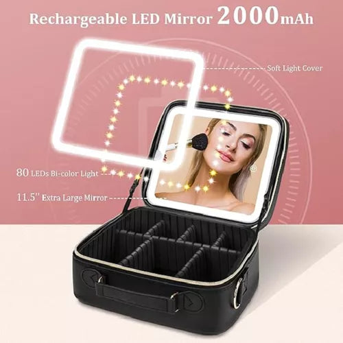 Estuche De Maquillaje Con Espejo Luz Led